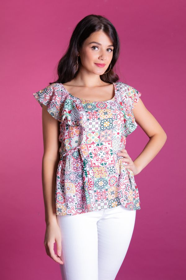 Tile printed blouse