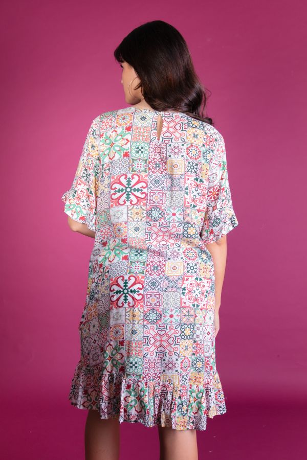 Short tile printed dress