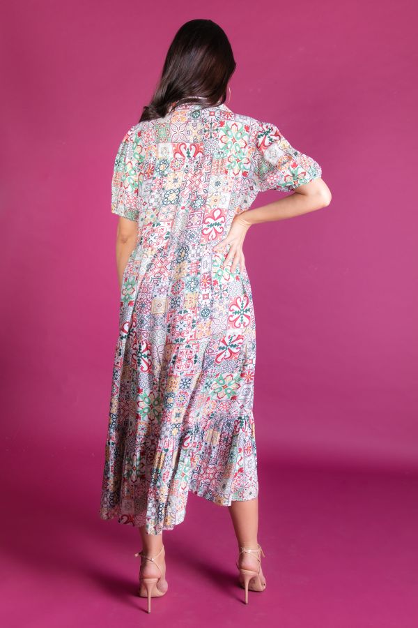 Long tile printed dress