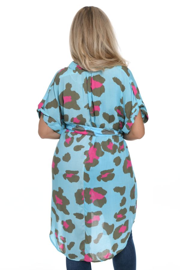 Shirt dress in blue with stains print
