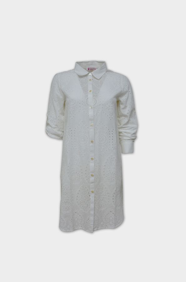Shirtdress in hole embroidery fabric