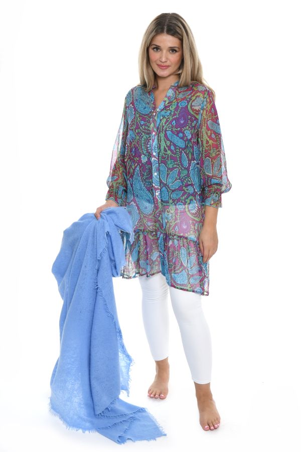 Longblouse with paisleyprint with lining
