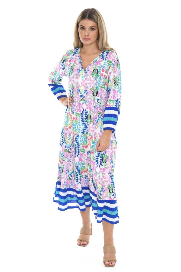 Long dress with blue border