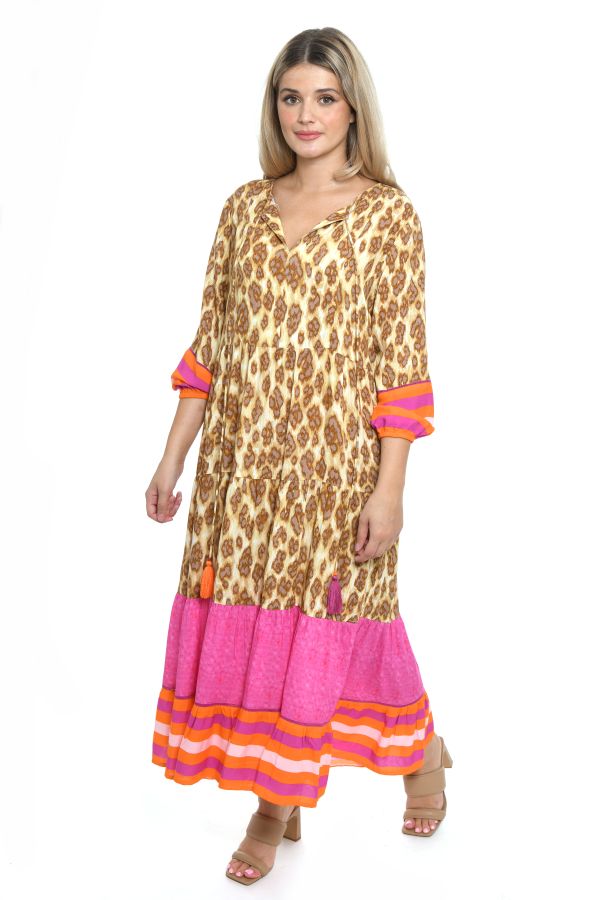 Long dress with border print