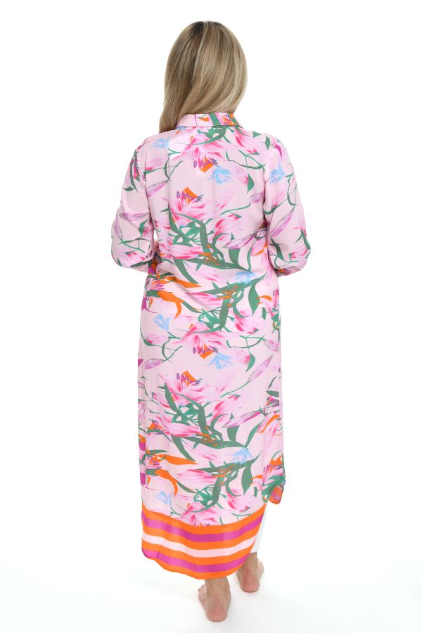 Long shirt with tropical print
