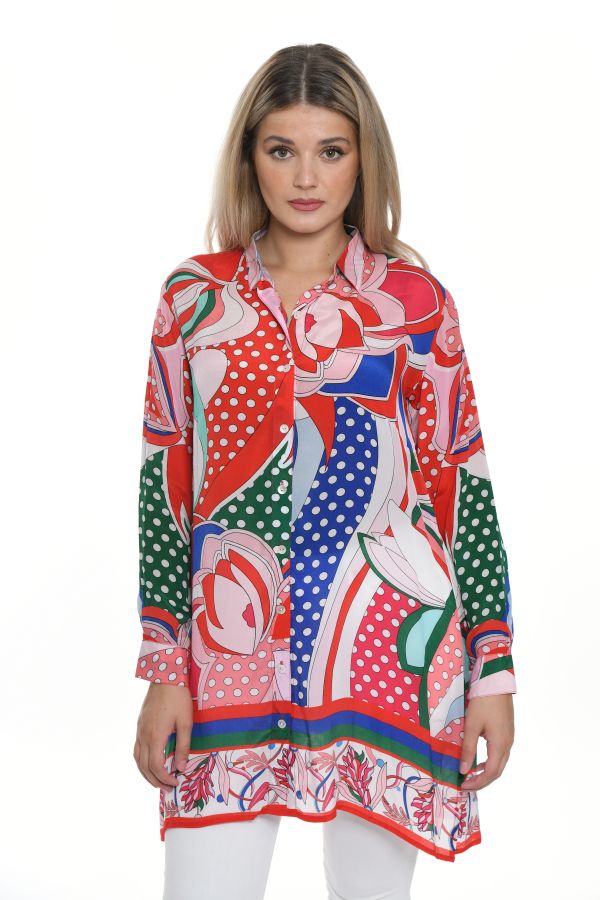 Tunicblouse in geometrical print