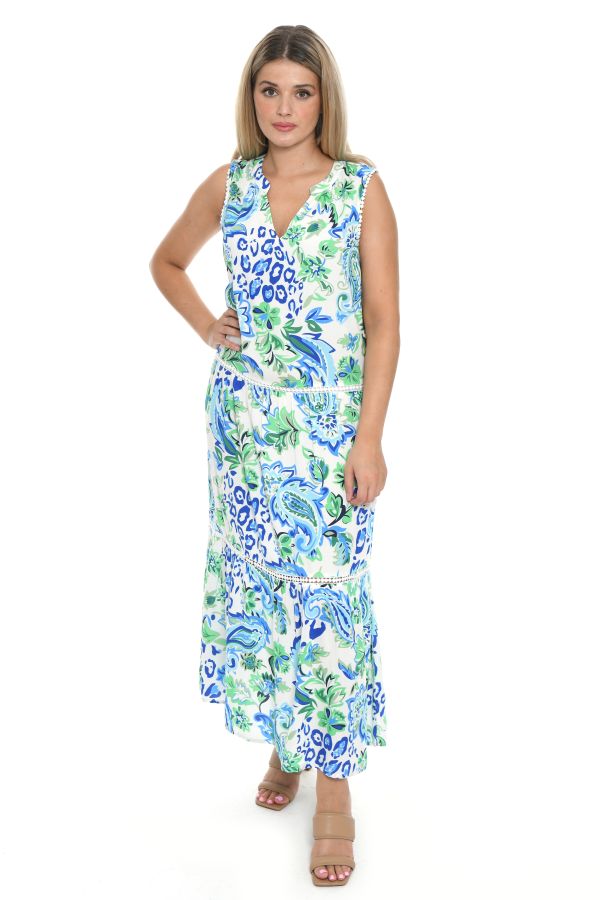 Long dress in aqua colors