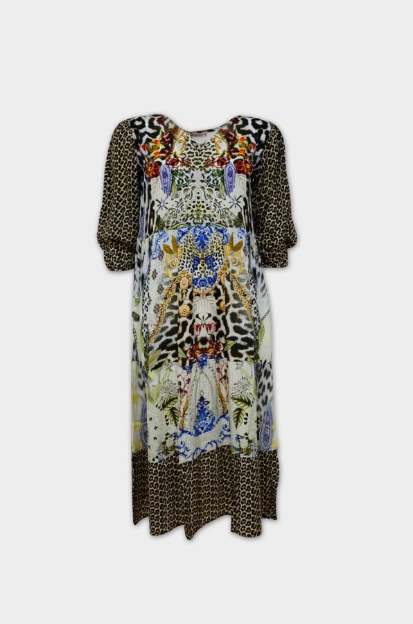 Longdress with animal & ornament print